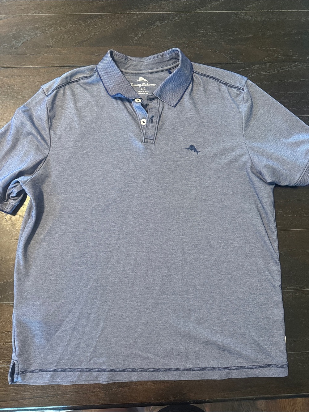 Tommy Bahama Men’s Heathered Blue Polo with Dolphin Logo